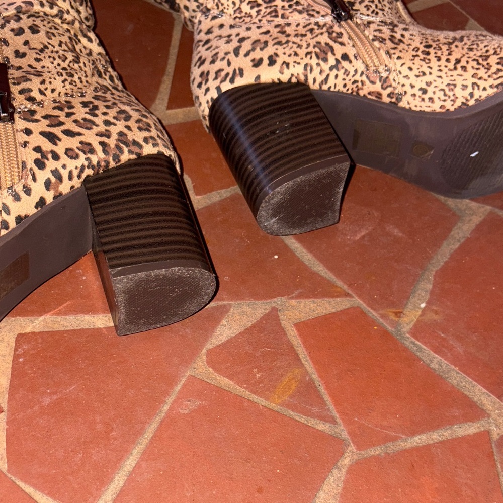 Leopard Print Slouch Knee High Boots Size 8.5 Western Boho Festival - Picture 7 of 8